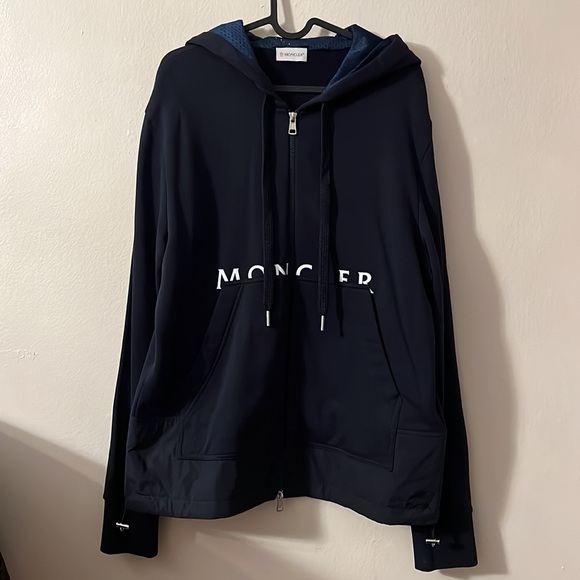 Moncler men’s logo monogram print zip up hoodie jacket NEW - Picture 2 of 11